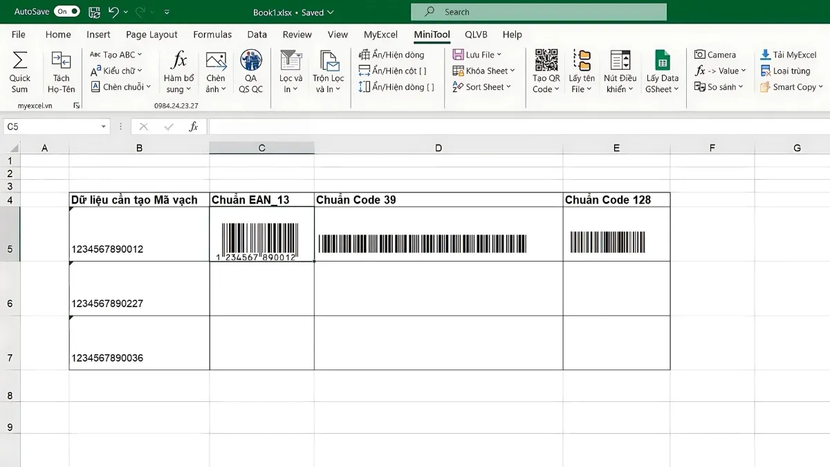 Hướng dẫn các cách tạo mã vạch trong Excel đơn giản, nhanh gọn